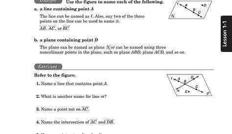 geometry worksheet with answer key