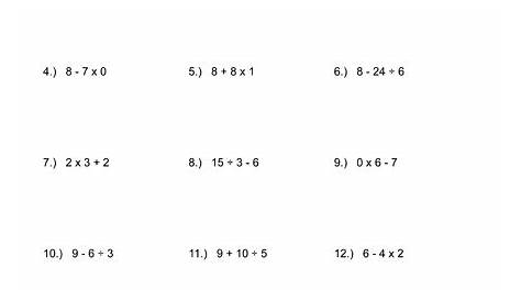 simple order of operations worksheets