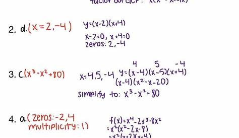 Practice Answers - POLYNOMIAL FUNCTIONS, POLYNOMIALS, LINEAR FACTOS