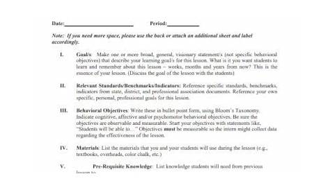 university lesson plan template pdf