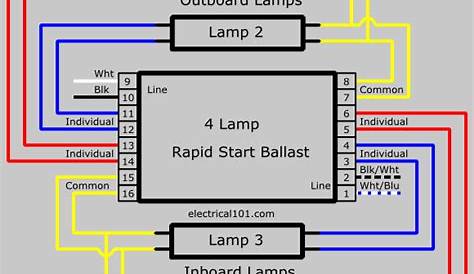 how to wire a 2 lamp ballast