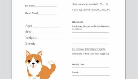 Puppy Data Sheet Printable