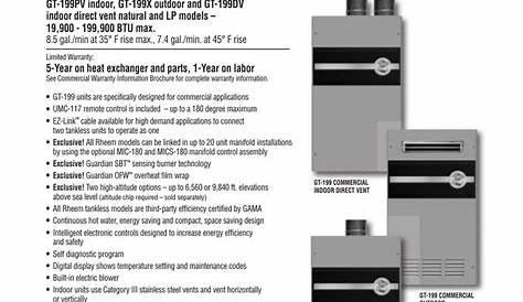 Rheem GT-199DV Water Heater User Manual | Manualzz