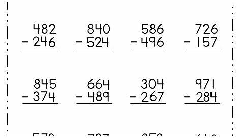 Free Printable 3 Digit Subtraction With Regrouping Worksheets - PRINTABLE TEMPLATES