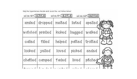Superheroes: 3 Sounds of -ed Worksheet (Suffix -ed Practice) | TpT