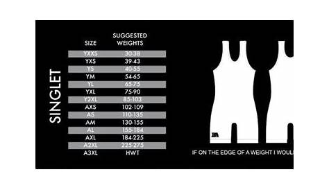 youth singlet size chart