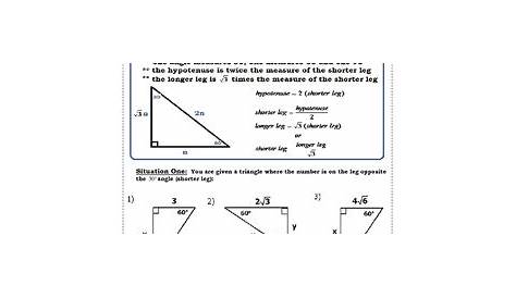 Right Triangles - 30 60 90 Special Right Triangles Notes and Practice