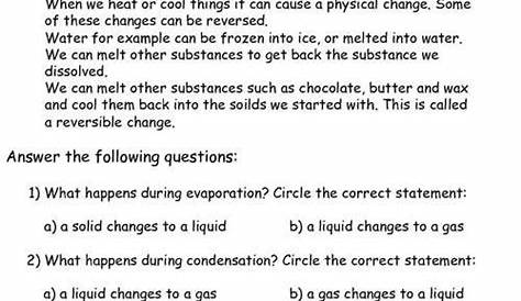 Grade 5 Science Worksheets Matter - Worksheets Master