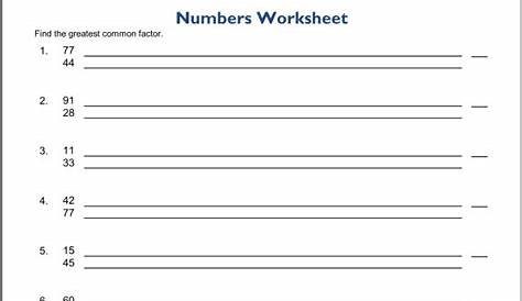 Greatest common factor worksheets fifth grade