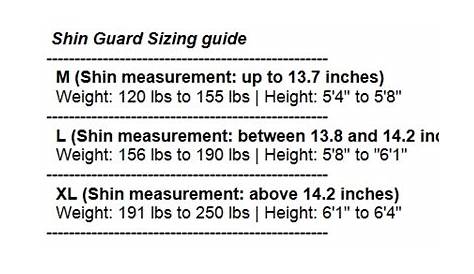 venum shin guard size chart