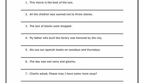 sentence correction worksheets 4th grade