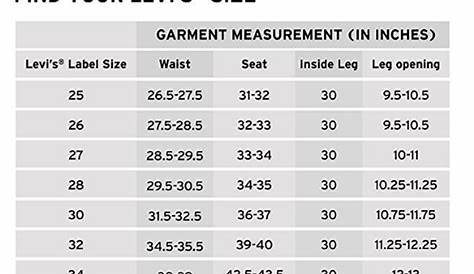 levis jeans size chart womens