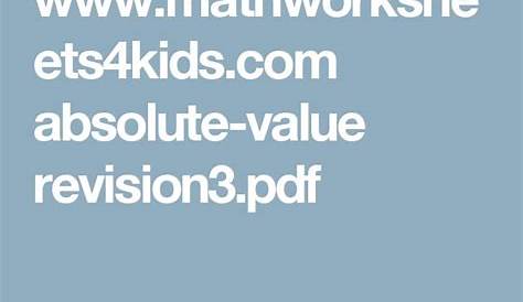 www.mathworksheets4kids.com absolute-value revision3.pdf | Order of