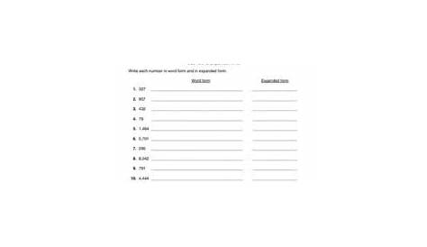 Expanded Notation #2 Worksheet for 4th - 5th Grade | Lesson Planet