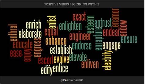Positive verbs that start with E "letter e action words" – Boom Positive