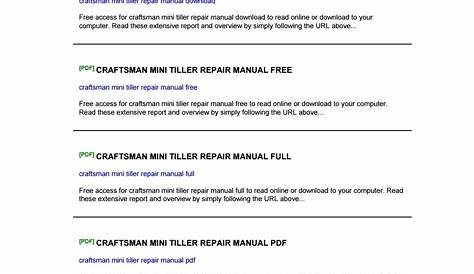 Craftsman mini tiller repair manual by ChristopherMoseley2728 - Issuu