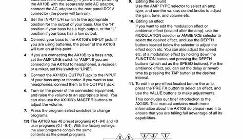 Quick start | KORG AX10B User Manual | Page 5 / 40