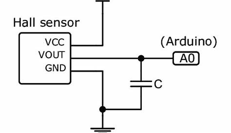 Hall-effect sensor circuit. The sensor is connected to the analog input