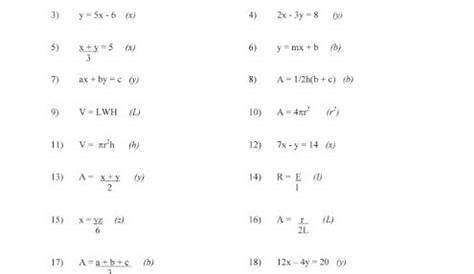 literal equations worksheet