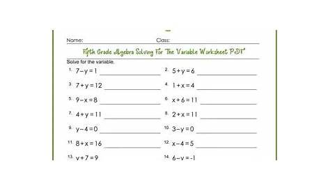 solving expressions with variables worksheet