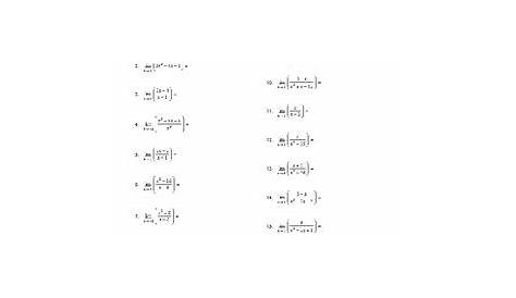 limits algebraically worksheet