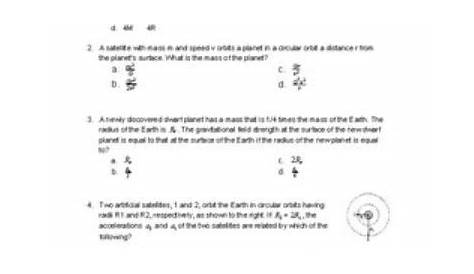 universal gravitation worksheet answers