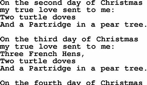 12 Days Of Christmas Lyrics Printable - Printable Word Searches