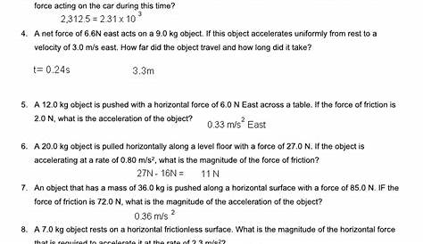 newton's laws worksheets answers