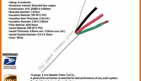 4 Conductor 14AWG Stranded Bare Copper CL2 Speaker Cable 500 ft
