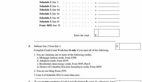 What Is The Credit Limit Worksheet A For Form 8812