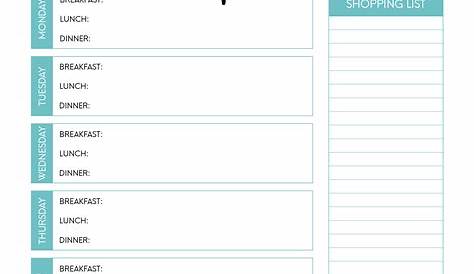 printable meal planner and grocery list