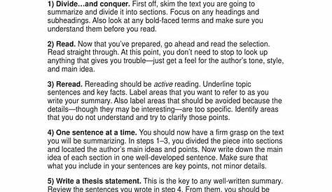 free worksheets writing a summary