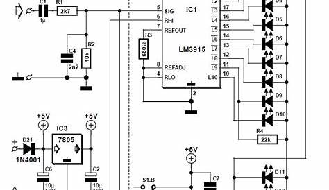 60-dB LED VU Meter Schematic Circuit Diagram