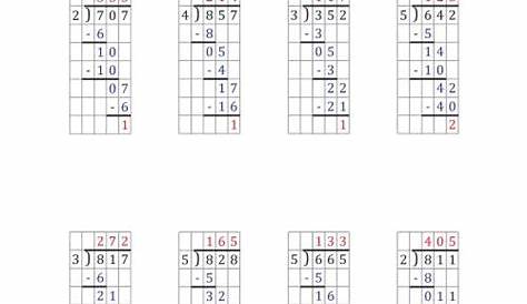 3-Digit by 1-Digit Long Division with Remainders with Grid Assistance