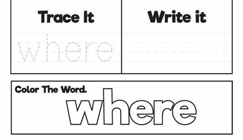 Free Printable Sight Word Practice where Worksheet - kiddoworksheets