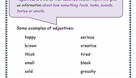 Worksheets On Kinds Of Adjectives For Grade 3