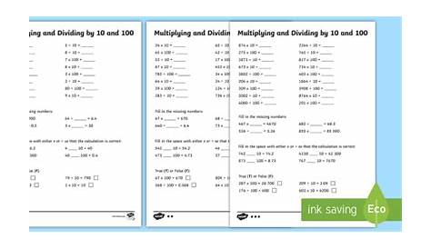 Multiplying and Dividing by 10 and 100 Worksheets - Twinkl