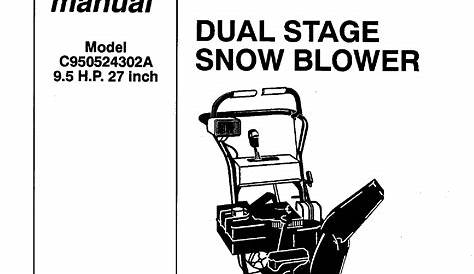 Craftsman C950524302A User Manual SNOW BLOWER Manuals And Guides L0511283