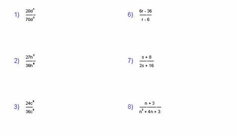 simplifying rational expressions worksheets with answers