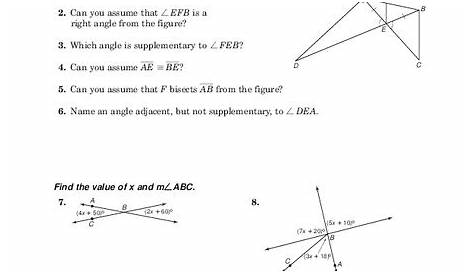 Angle Relationships Worksheet for 10th Grade | Lesson Planet