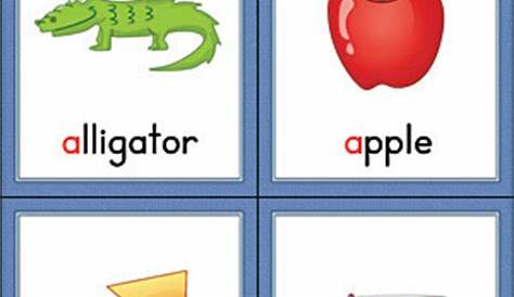 Letter A Words and Pictures Printable Cards: Alligator, Apple, Arrow