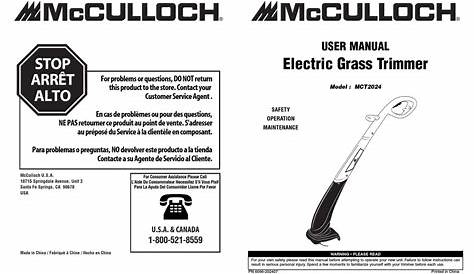 MCCULLOCH MCT2024 USER MANUAL Pdf Download | ManualsLib
