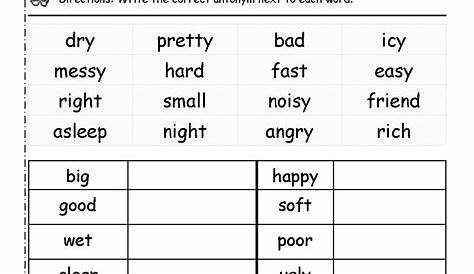 18 Best Images of Worksheets For First Grade Synonyms - Synonym Antonym