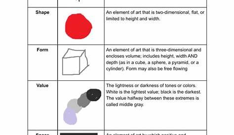 7 Elements of Art Assignment Worksheet