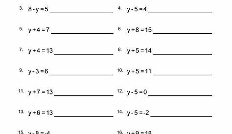 math with variables worksheet
