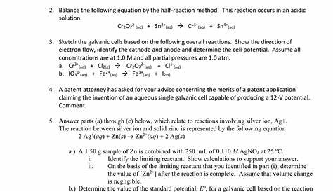 redox and electrochemistry worksheet answers
