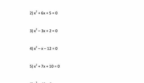 solving quadratic equations worksheets answers