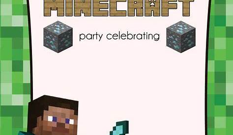 Free Minecraft Invitation | Fiesta de cumpleaños minecraft, Tarjeta de