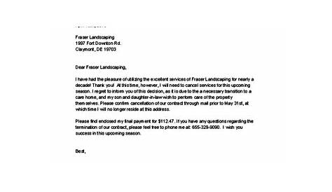 service contract cancellation letter sample