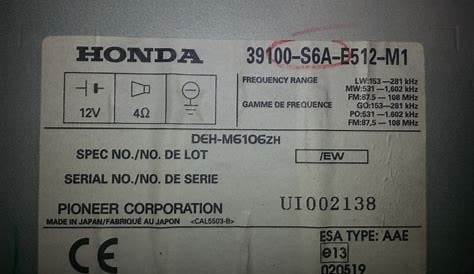 serial number for honda civic radio
